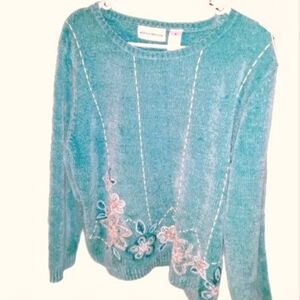 Alfred Dunner 100% Acrylic Sequin,Bead,String Crafted Sweater.Sz Women XL. NWOT